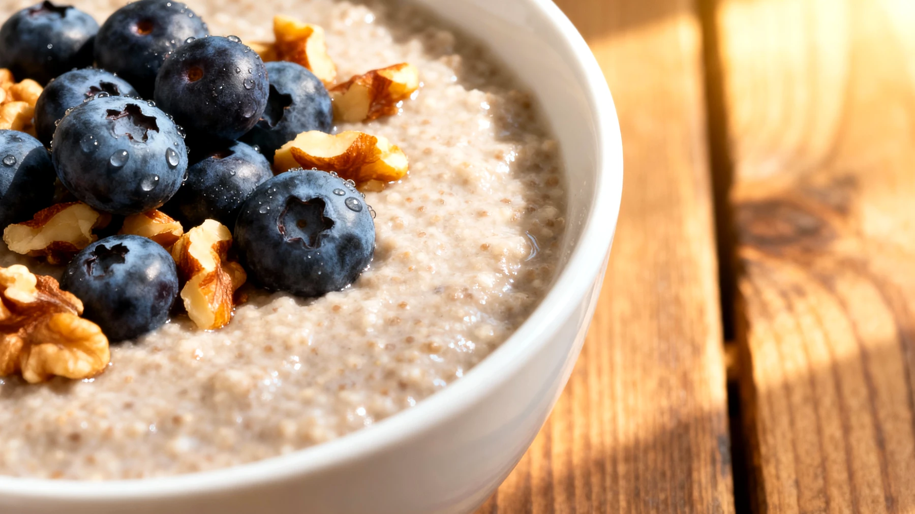 Amaranth-Porridge mit Walnüssen und Blaubeeren"