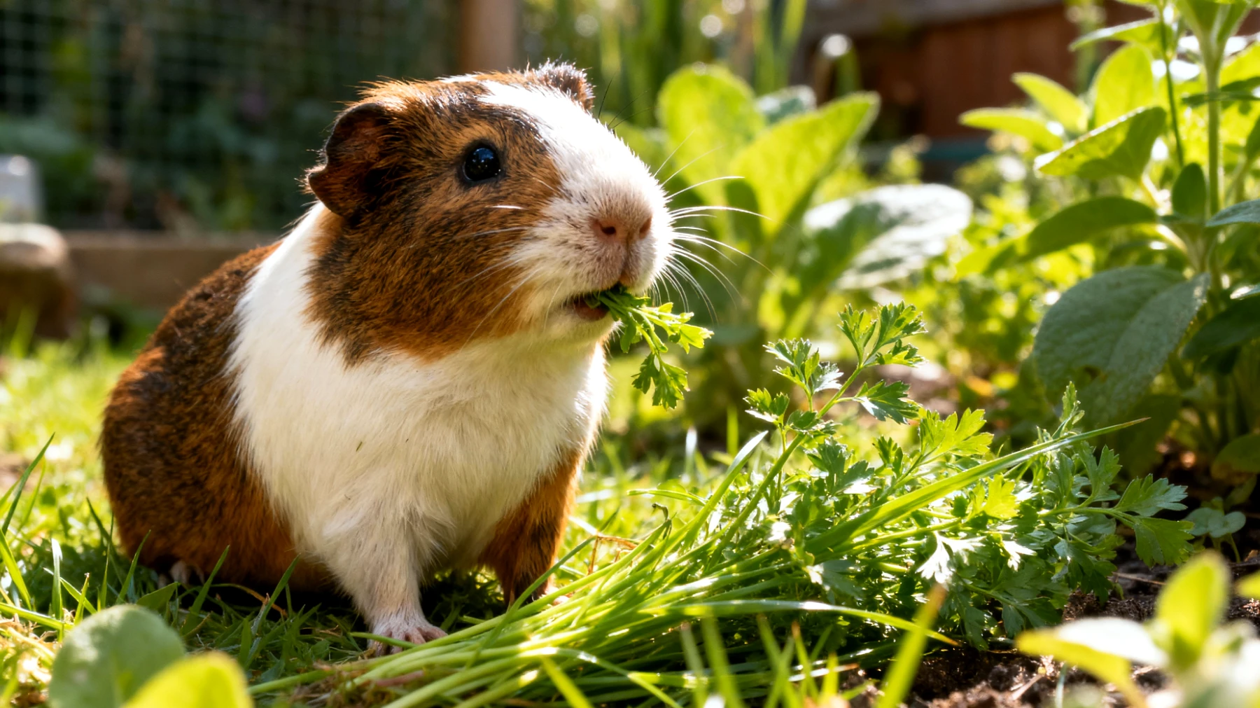 Meerschweinchen benötigen eine ausgewogene und artgerechte Ernährung im Garten, wobei die Auswahl der richtigen Pflanzen, Gräser und Kräuter sowie die Vermeidung giftiger Gewächse entscheidend ist"